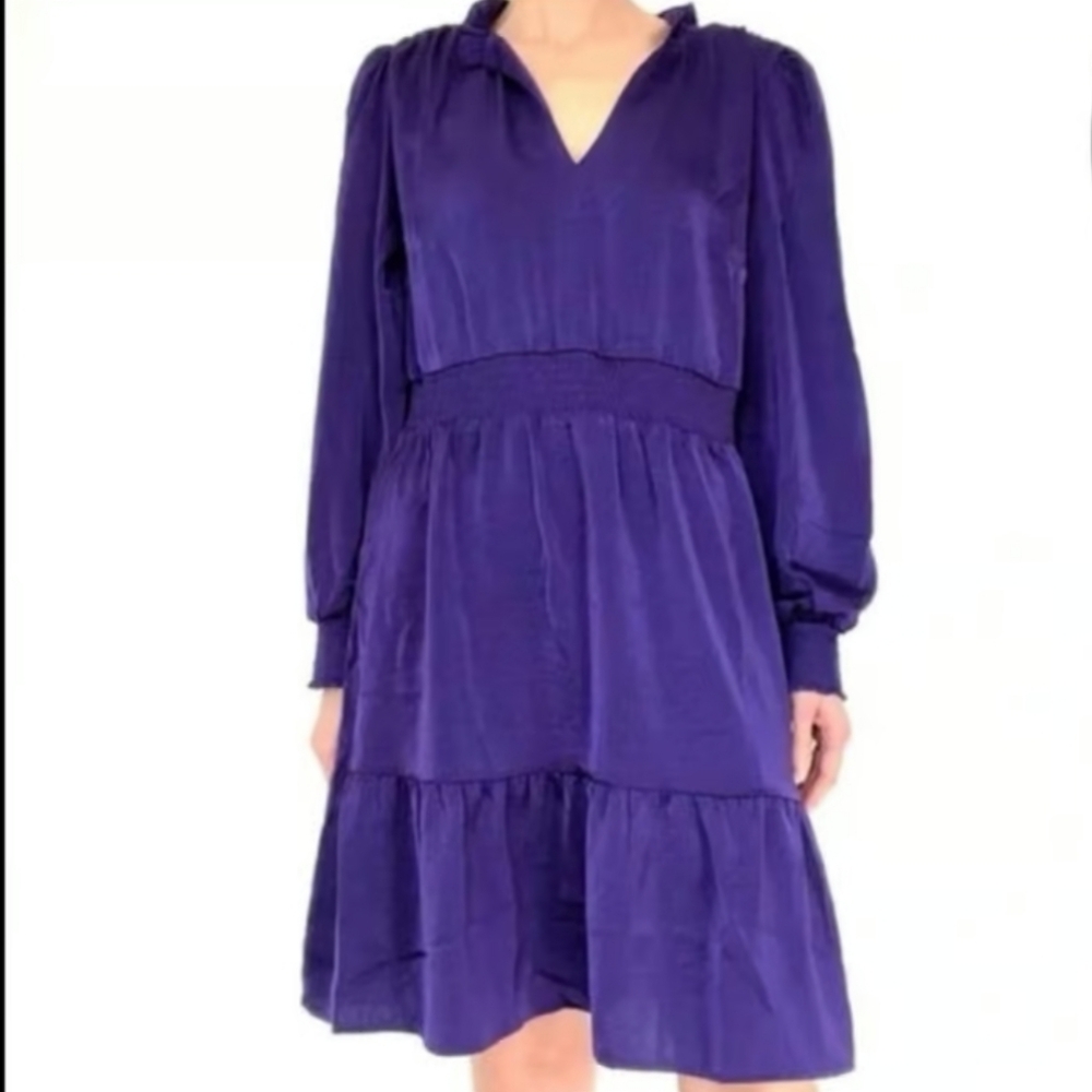 Lucky Brand Parachute Purple Fit & Flare Mini Dress Long Sleeves Size Small